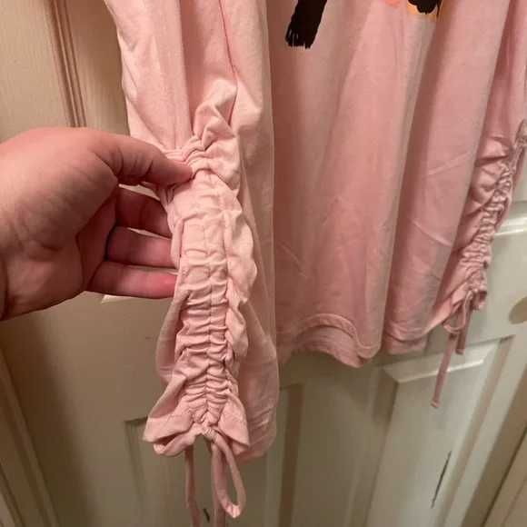 NWT torrid size 5 brunette, bald Barbie Slim Fit Cotton Cinch Tee pink brown - Picture 11 of 12